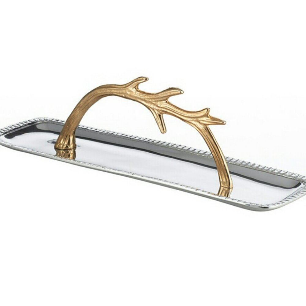 Lunares Staghorn Gold Antler Silver Tray